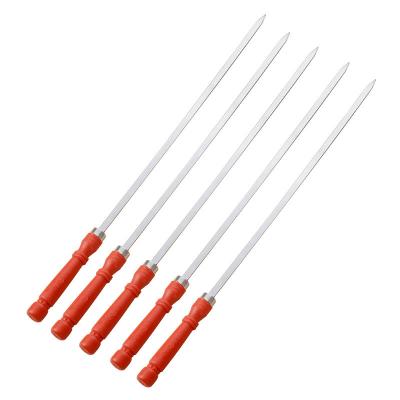 China Camping Instinct Flat Metal Grilling Easy Clean Grilling Charcoal Skewers Handle Electric Wood Sign Thicker Wider Sticks for sale