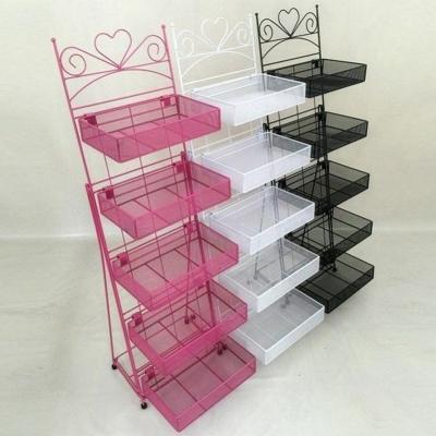 China Viable nail polish display rack 4 newly designed metal cosmetic line, stand rack, food storage rack wheel. for sale