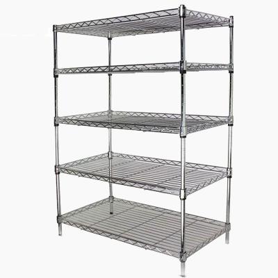 China Sustainable Chrome Plated Multi-Layer Bamboo Wire Mesh Shelf Household Kitchen Tube Shelf Grid Layer Grid for sale