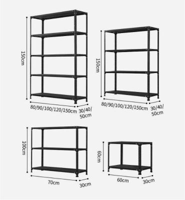 China Price Viable Cheap Black 5 Layer Steel Light Duty Industrial Warehouse Storage Boltless Corner Shelving Rack for sale