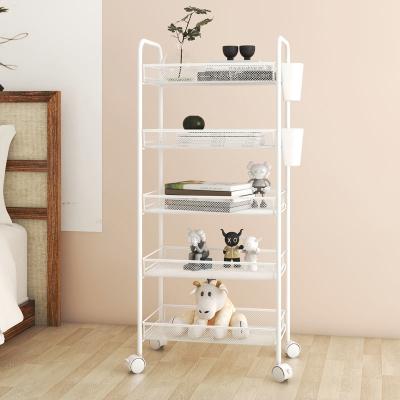 China 5 Tier Mobile Home Storage Organizer Kitchen Home Storage Cart Viable Serving Rolling Racks for sale