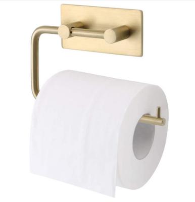 China Gold Finish Modern Self Adhesive Rustpoof Brushed Tissue Paper Roll Towel Holder Stainless Steel Toilet Paper Holder for sale