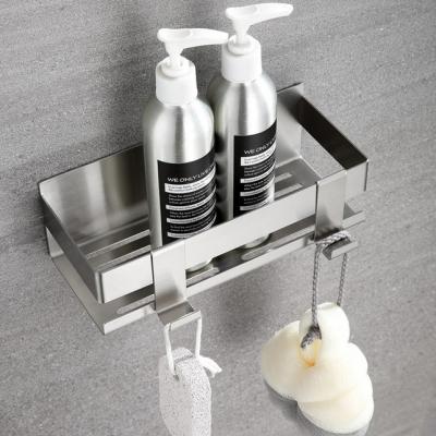 China 3M Shower Shelf Bathroom Organizer Kitchen Rack Storage Self Adhesive Stainless Steel Shower Caddy With Razor Hooks for sale