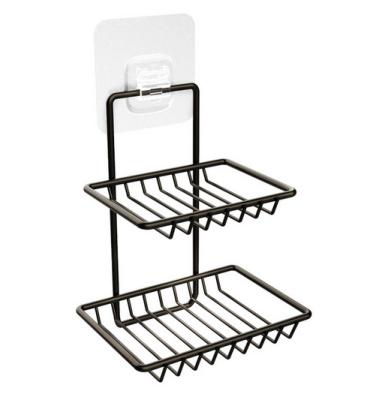 China Modern Wall Mounted 2 Tier Stainless Steel Double Layer Soap Dish Holder For Bathroom for sale