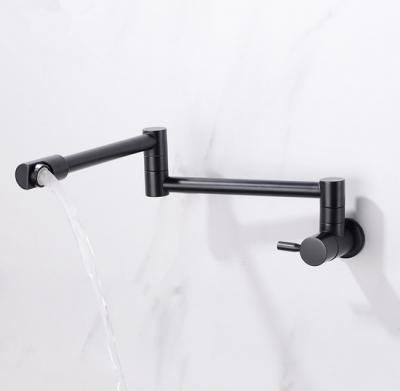 China Hot Cold Wall Mount Brass Folding Baking Faucet Modern Style Black Pot Filler Water Kitchen Sink Faucet for sale