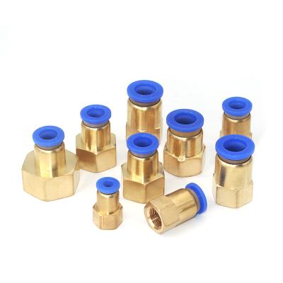 China Hotel Series SPCF Straight Female Thread Quick Connect Brass Pneumatic Fitting For Air PU Tube Hose for sale