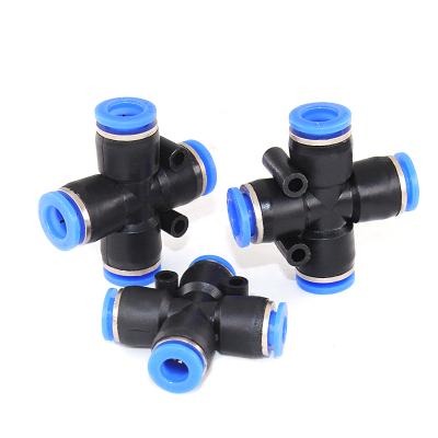 China Hotels Pza Series Push To Quick Plug Cross Plastic Pneumatic Union Air Hoses Tube Fitting Connector for sale