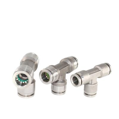 China MPE Series Hotels Stainless Steel Joint Pneumatic Union Tee Quick Connector PE4 PE6 PE8 PE10 Insert Quick Connector PE4 PE6 PE10 for sale