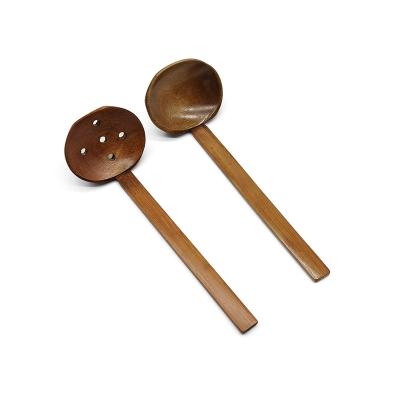 China 2pcs Long Viable Turtle Shell Ramen Soup Spoons Japanese Handle Soup Household Utensil Making Bamboo Spoon for sale