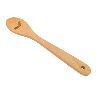 China Viable Custom Design Beech Solid Wood Mixing Spoon For Kitchen for sale