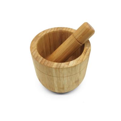 China Viable Bamboo Mortar and Pound Garlic Natural Bamboo Crusher Vegetable Grinder for sale