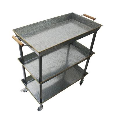 China 3-Tier Viable Wholesales Home Metal Tray Kitchen Storage Rolling Serving Cart On Wheels for sale