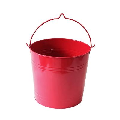 China Small Tin Storage Bucket For Garden Galvanized Red Wholesale Viable for sale