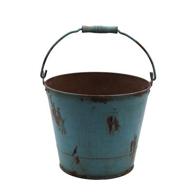 China Custom Rustic Galvanized Tin Garden Flower Bucket For Viable Planters for sale