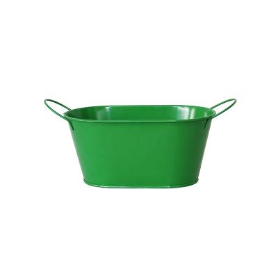 China CLASSIC Colorful Modern Cheap Iron Garden Oval Metal Planter Flower Pot for sale