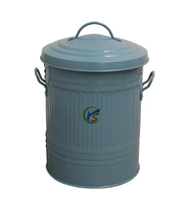 China Sustainable Cheap Pastel Blue Small Liter Galvanized Metal 30L Bin for sale