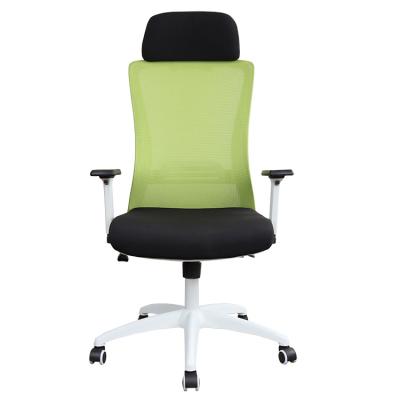 China White Mesh Office Chair Adjustable Ergonomic Swivel Office Swivel Chair With Headrest And Big Seat for sale