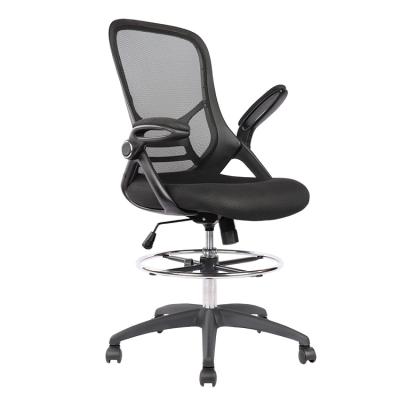 China Swivel (Height) Adjustable Mesh Desk Tall Drafting Chair Director Computer Office Chair With Chrome Footring for sale