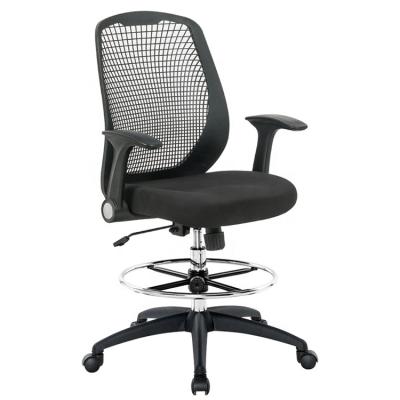 China (Height) Adjustable Swivel Drafting Mesh Chair Adjustable Chromed Footring PP Mid Back Ergonomic Office Chair for sale