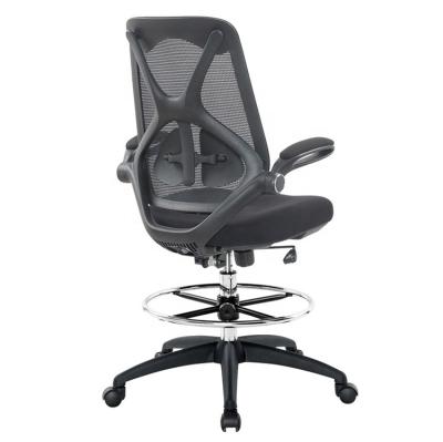 China (Height)Adjustable High Back Drafting Chair With Chrome Footring Ergonomic Office Chair for sale