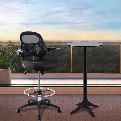 China BIFMA Computer Office Chair Spinning Mesh Drafting Chair Luxury Tall Black With Flip-Up Arms for sale