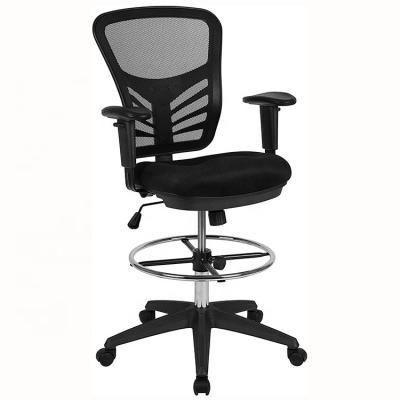 China (Size) Ergonomic Adjustable Chair Leg Executive Black Adjustable Drafting Chair Mesh Chromed Mesh for sale