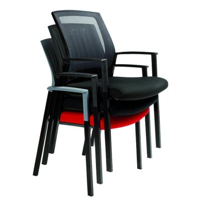 China Slipcovered Plastic Back Visitors Chair Conference Guest Meeting Reception Stacking Chairs for sale