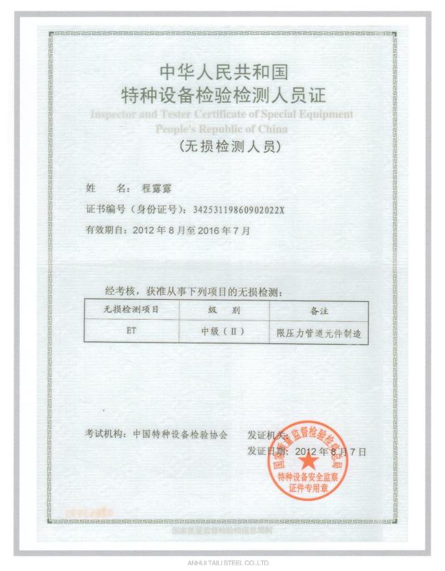 ET TEST - ANHUI TAILI STEEL INDUSTRY CO.,LTD