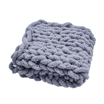 China FREE SHIPPING Plain i@home 1 USD Handmade Sofa Chunky Chenille Knit Throw Blanket for sale