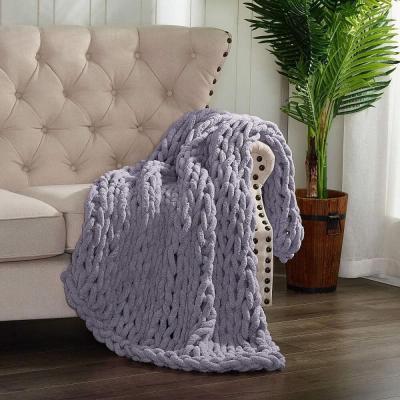 China Newborn Winter i@home Chenille Luxury Folded Thick Blanket Covering Simple Cozy Christmas White for sale