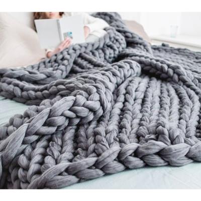 China Wholesale High Quality Wholesale i@home Folded Knit Big Blanket Super Soft Chunky Blankets for sale