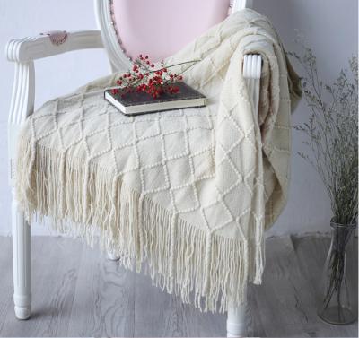 China Tassel knitted Nordic hot i@home large sofa diamond style hot sale tassel knitted blanket for sale