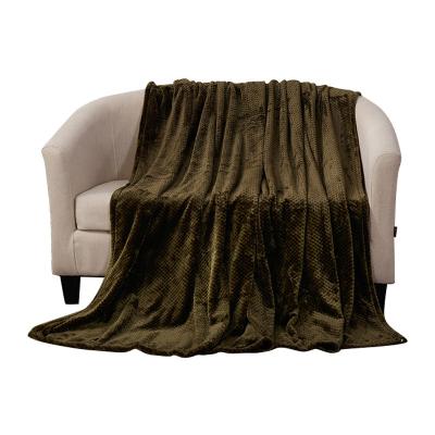 China i@home Solid Color Thick Coral Warm Plush Polyester Winter Throw Blanket Folded Soft Fleece for sale