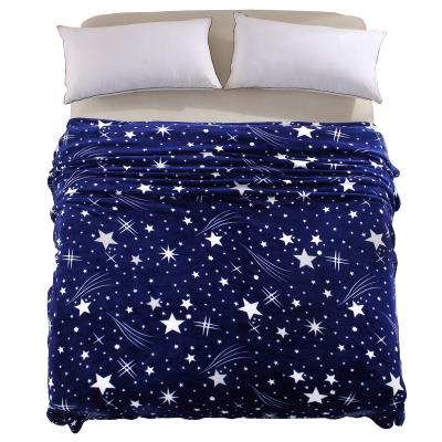 China Blackout Blue Stars Winter Twin Queen King Flannel Fleece Sofa Throw Blanket Oeko-Tex for sale