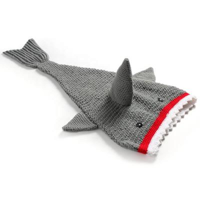 China i@home Cartoon Shark Costume Sleeping Bag Anti-Static Photography Knitted Blanket for sale