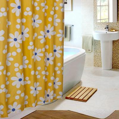 China i@home Pongee Bath Curtain Sustainable Polyester Printed Yellow Sunflower for sale