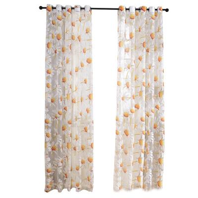 China American Blackout I@home Style Sun Flower Burnout Printing Sheer Voile Curtains Wholesale Window Curtain for sale