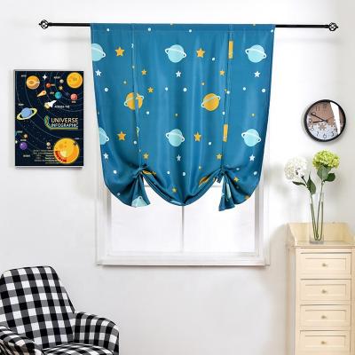 China i@home Amazon Eco-friendly Hot Selling Blue Planet Printed Blackout Modern Polyester Roman Curtain for sale