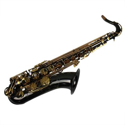 China Popular black nickel plate body black nickel plate body gold lacquer keys tenor saxophone popular for sale