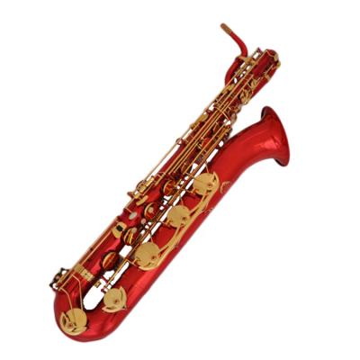 China High Quality Red Baritone Saxophone Lacquer Tone Eb Red Color for sale