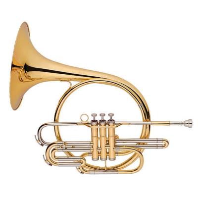 China Gold Lacquer Cupronickel 3 Piston Valve Marching French Horn Tone Bb TDMF9636 for sale