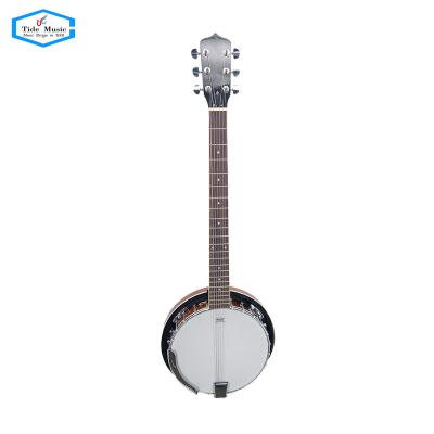 China Tidal Mahogany Music String 6 String Remo Head Mahogany Wooden Banjo for sale