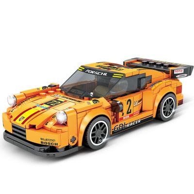 China DIY TOY High Quality Low Price 302pcs Assemble Super Racing Car Building Block Orange Speed ​​Model Blocks Building Toy for sale