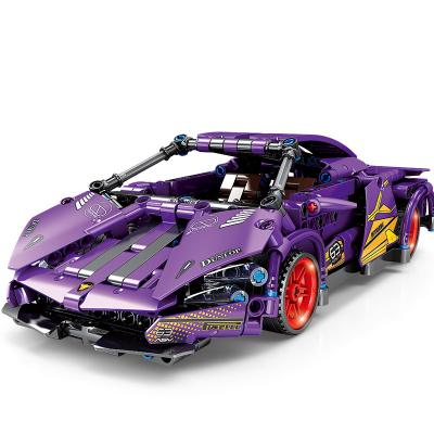 China Super DIY TOY Plastic 443+ pcs purple speed sports racing technic car moc kids building block toys blocks and model building toys for sale