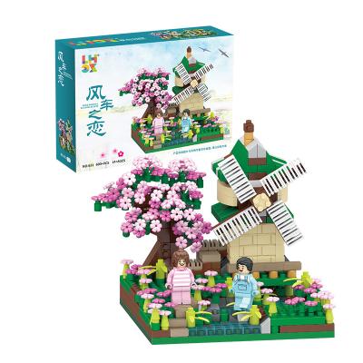 China DIY TOY 600pcs plastic river wingmill cherry blossom building block delicate appearance plastic building block toy for sale