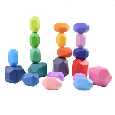 China DIY TOY Improve hand-on building blocks montessori building block joyful diy building block kids educational wooden rainbow wooden stone for sale