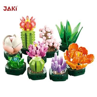 China DIY TOY 38-50 Pcs Easy Gather Ornament Creative Succulents Plant Small Pot Toy Building Blocks Bricks Toys for sale