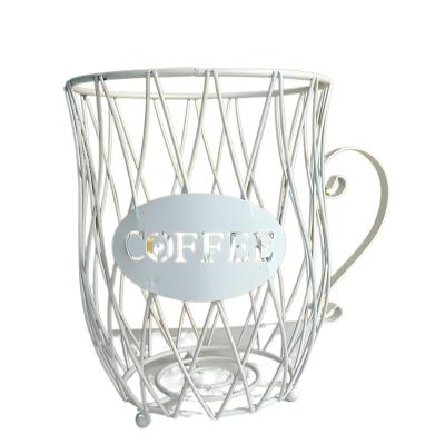 China Silver Farmhouse GraceCrafts Metal Coffee Pods Storage Rack Basket Bowl For Coffee Station Nespresso Organizer for sale