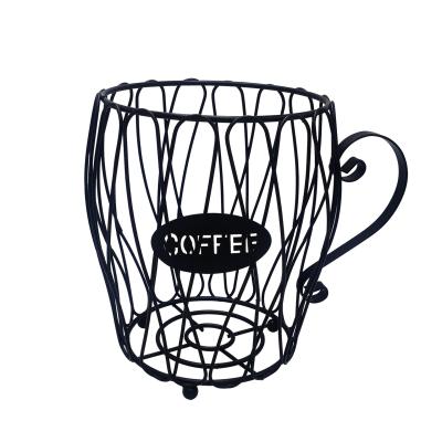 China Farmhouse GraceCrafts Silver Black God Iron Metal Coffee Pods Storage Rack Basket Bowl For Coffee Station Nespresso Organizer for sale