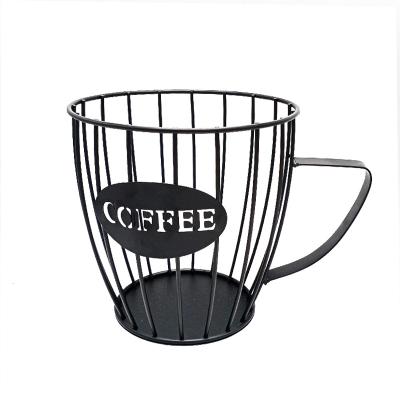 China Farmhouse GraceCrafts God Black Iron Metal Coffee Pods Storage Rack Basket Bowl Coffee Storage For Coffee Station Nespresso Organizer for sale